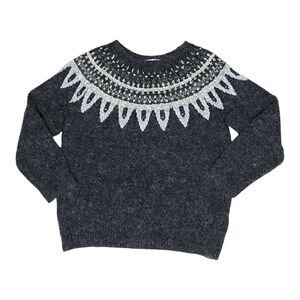 H&M Grey Fair Isle Wool Alpaca Blend Holiday Toddler Girl Sweater Size 2-4Y